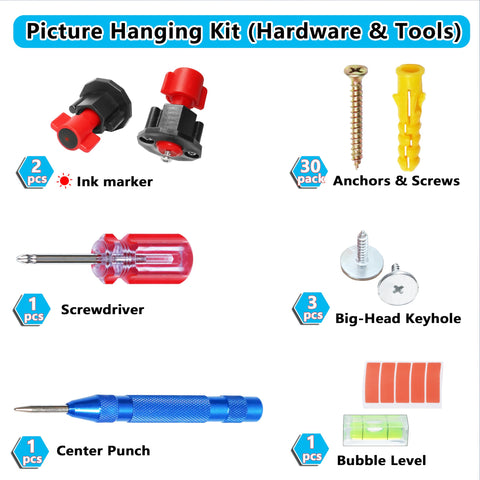 Keyhole Marker screws and anchors included simplify mounting on various walls