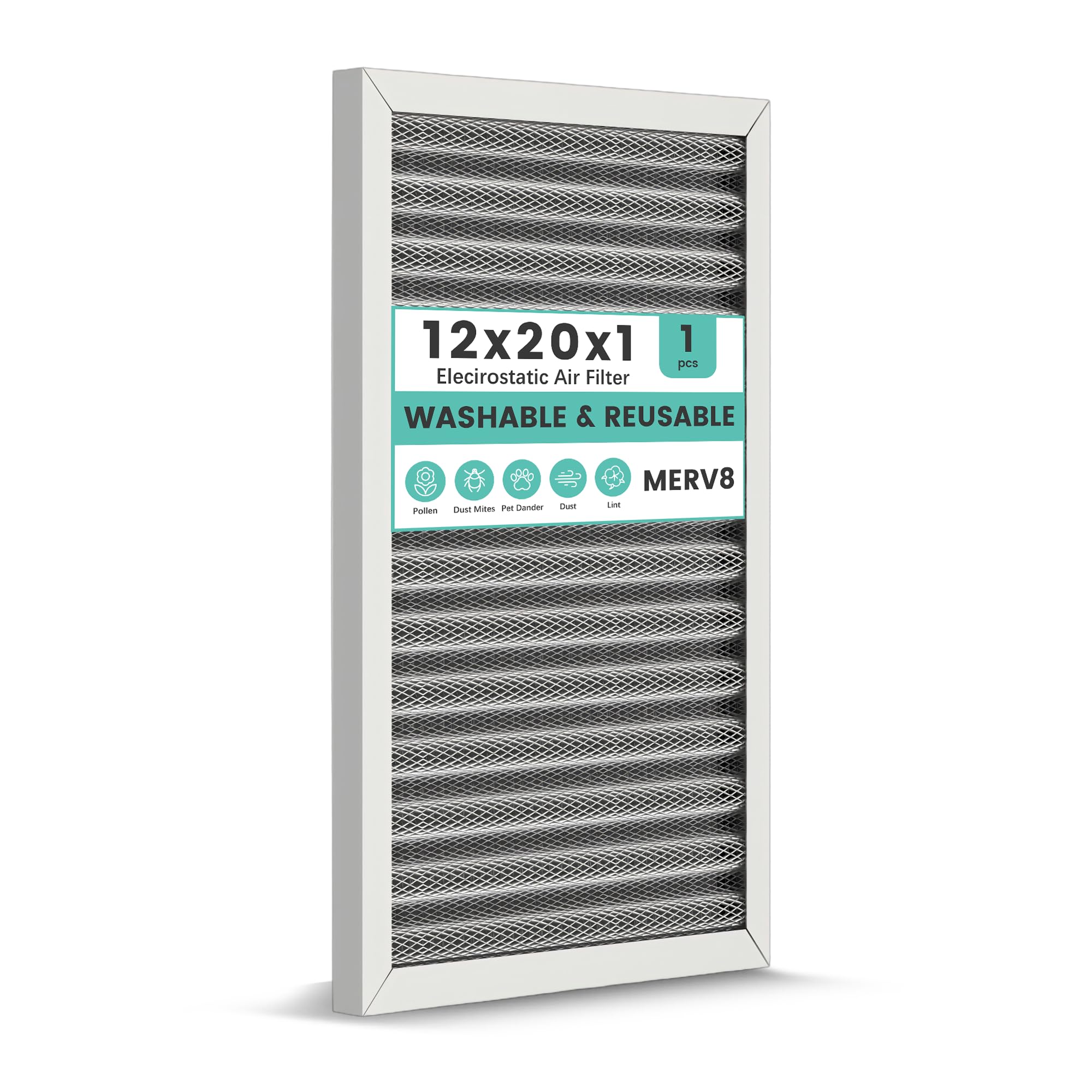 Keyingxuan 12x20x1 filter front view highlighting reusable electrostatic design for clean air