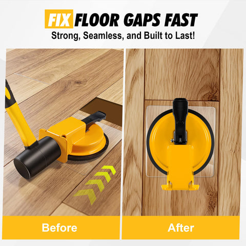 Keymarx Floor Gap Fixer rubber mallet with ergonomic handle in action.
