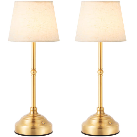 keysays cordless table lamp with brushed gold shade for bedside convenience