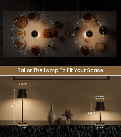 Keysays cordless table lamp glass-top shade delivers soft, flicker-free light.