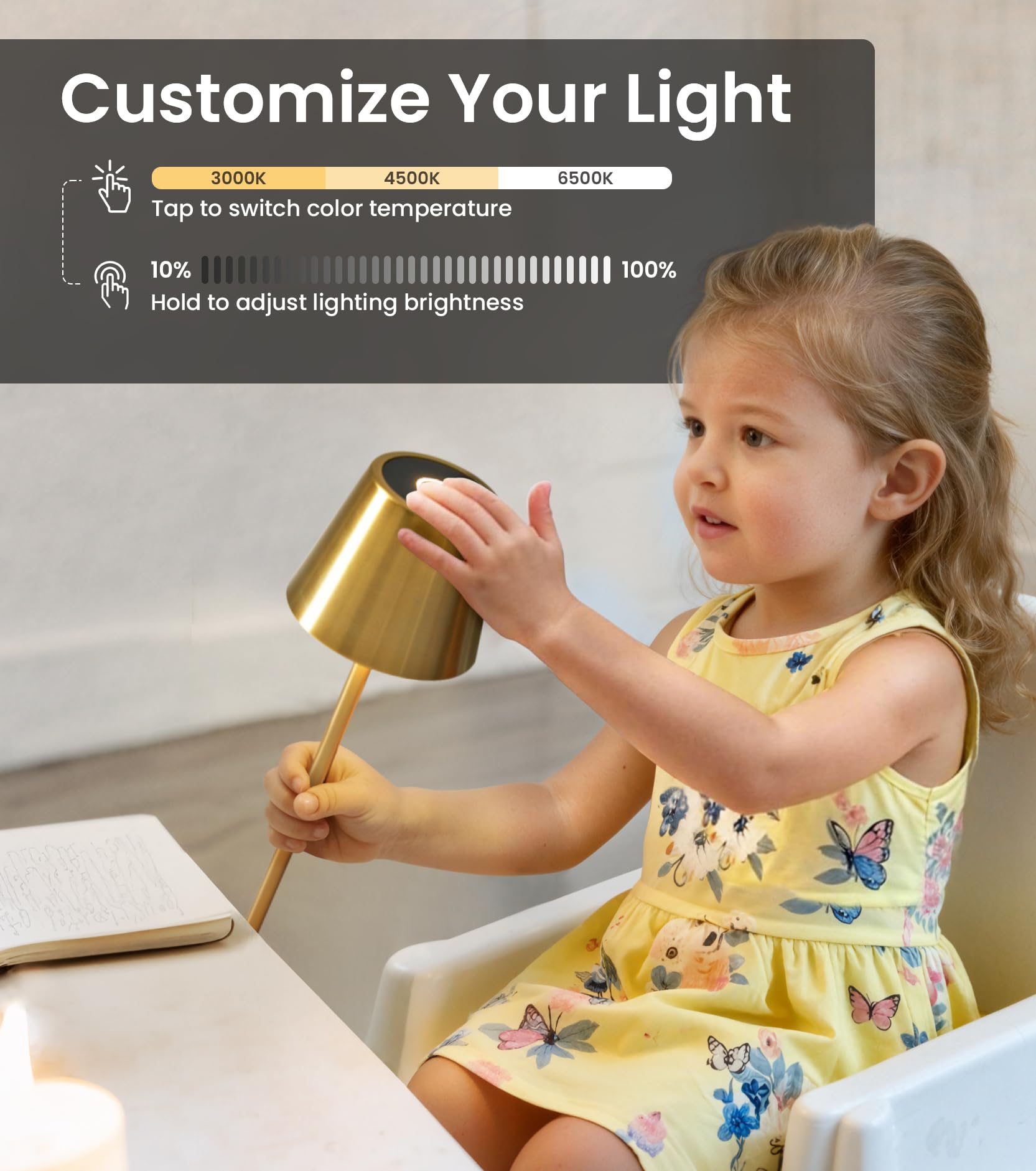 Keysays glass-top frosted shade provides soft, flicker-free illumination