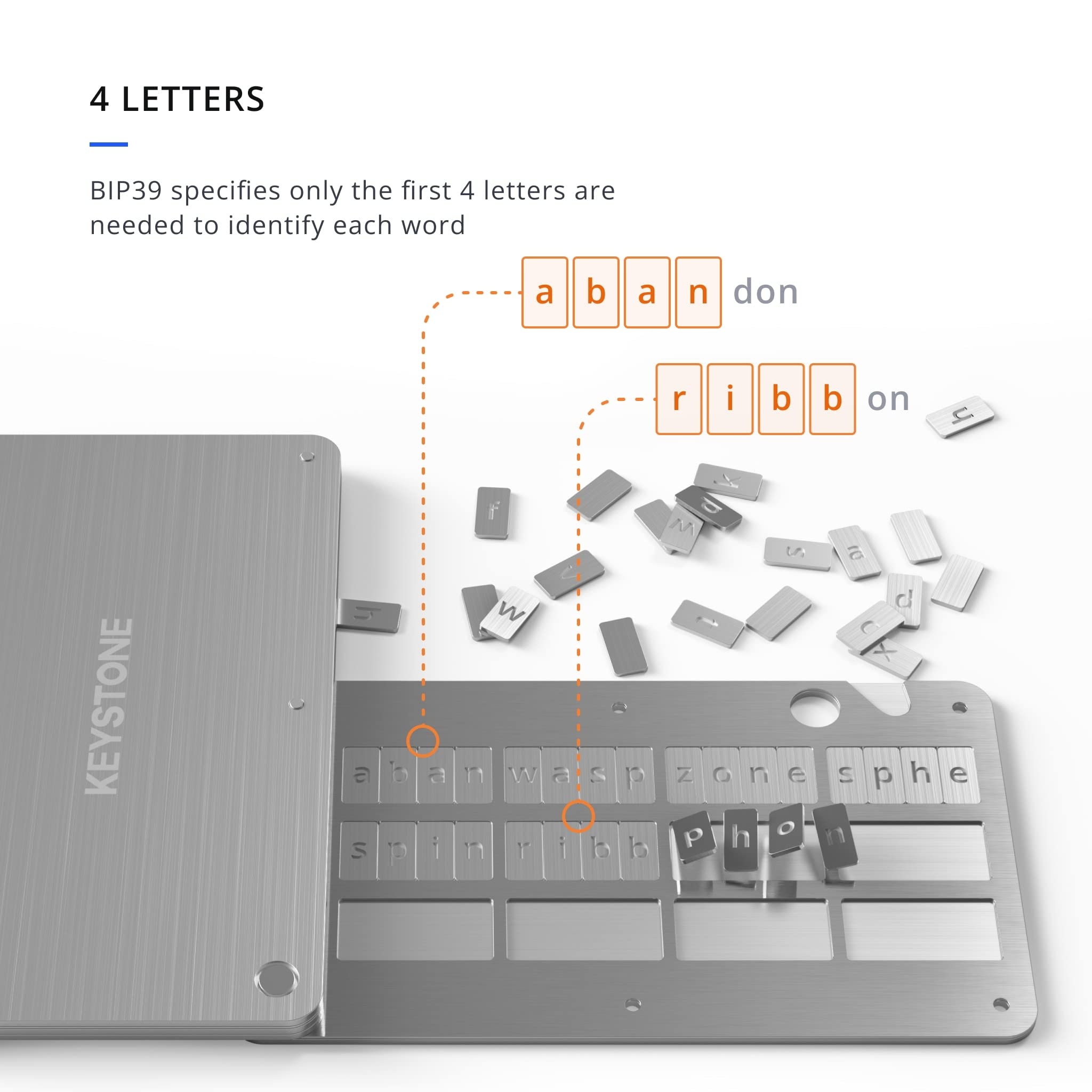 Keystone Tablet open compartment demonstrates easy access to seed letters.