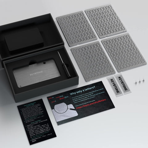 Keystone Tablet size comparison highlights wallet‑sized portability for on‑the‑go backups.