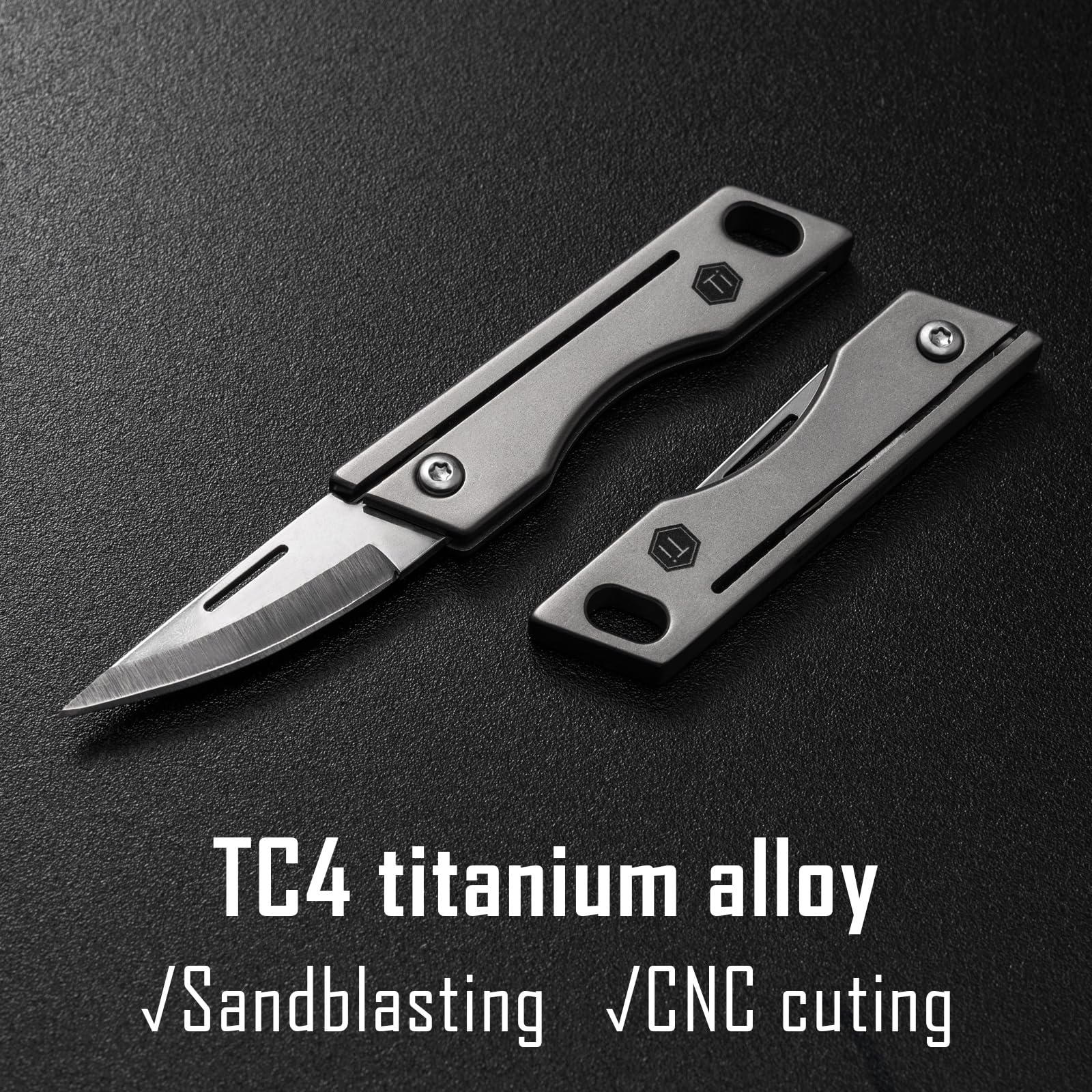 KeyUnity KK06 titanium handle texture highlights lightweight durability and grip.
