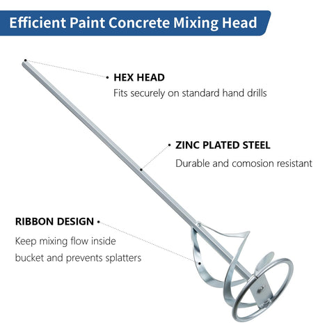 KEZERS 16-inch mud mixer powered by durable zinc-plated steel