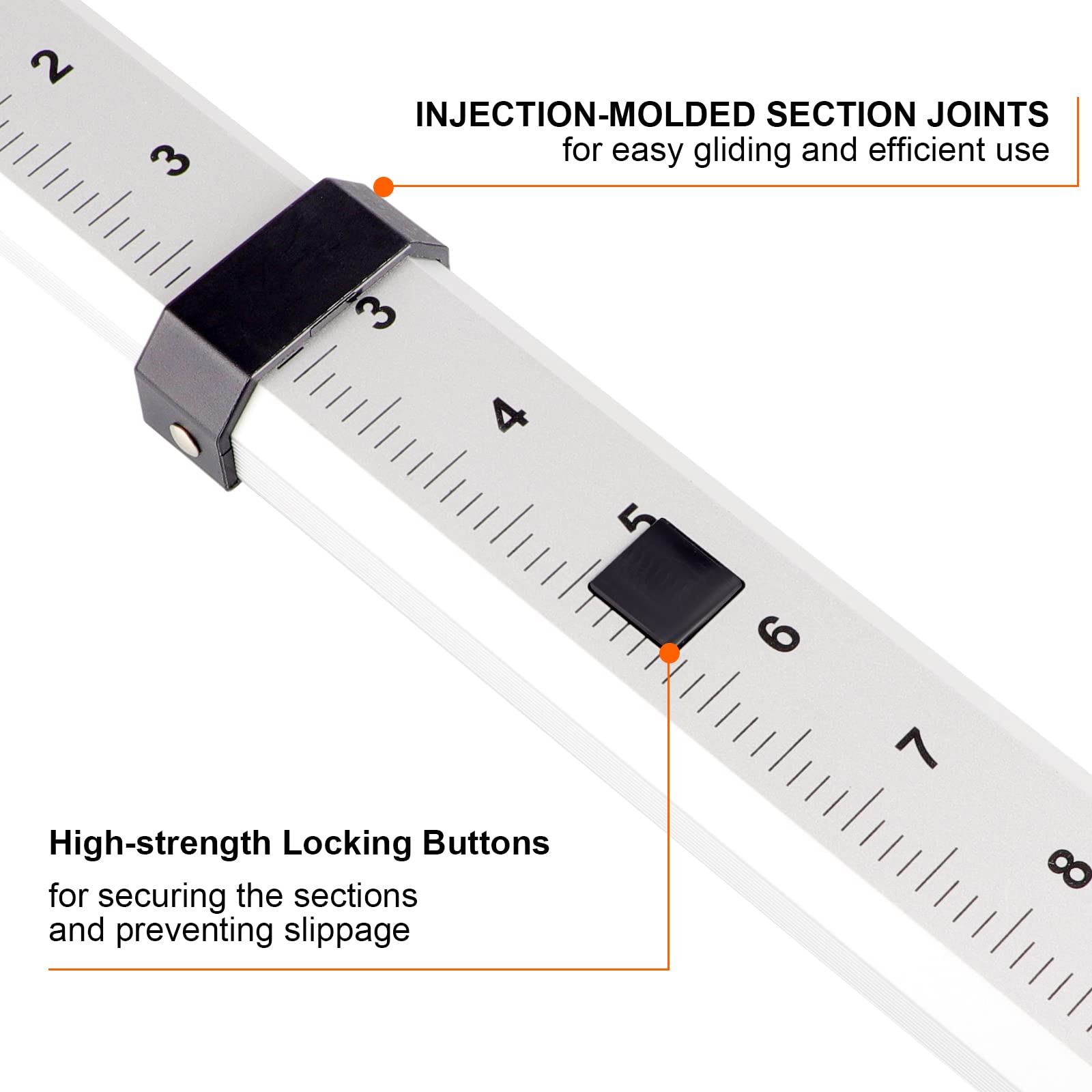 KEZERS 3-section telescopic rod with locking buttons for quick setup.