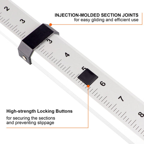 KEZERS 3-section telescopic rod with locking buttons for quick setup.