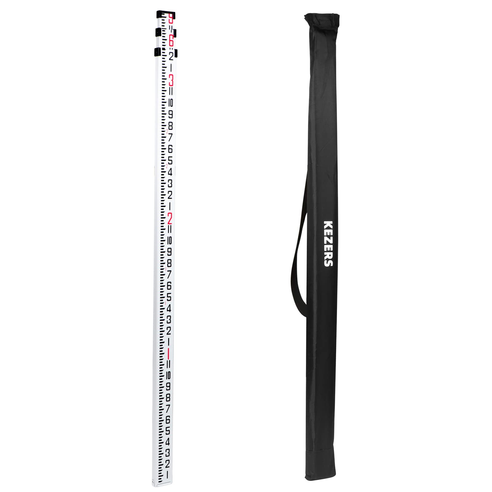 KEZERS 9 ft dual-sided rod extended for precise field measurements.