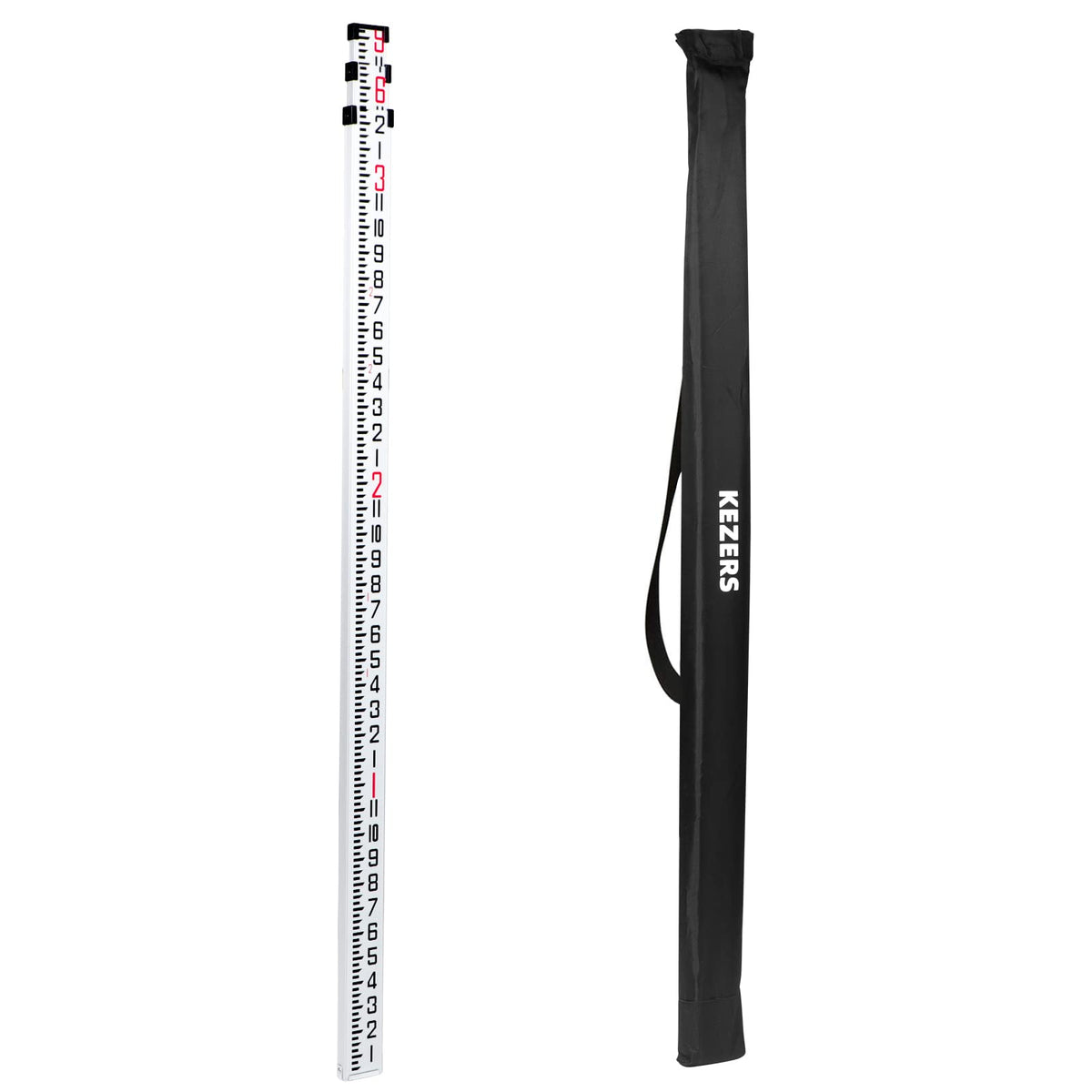 KEZERS 9 ft dual-sided rod extended for precise field measurements.