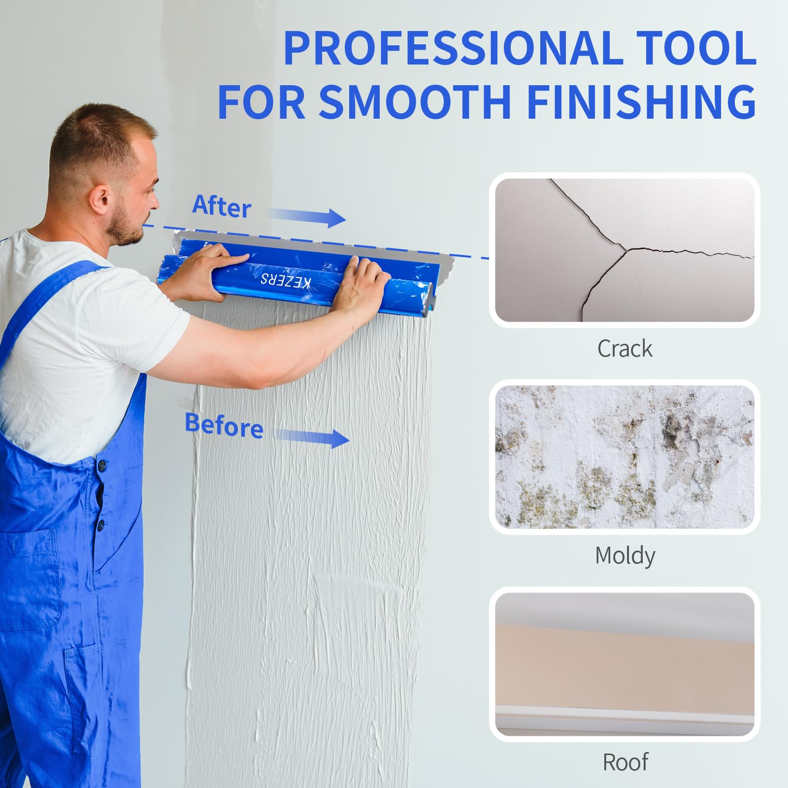 KEZERS drywall skimming blade 16-inch for mid-size surfaces