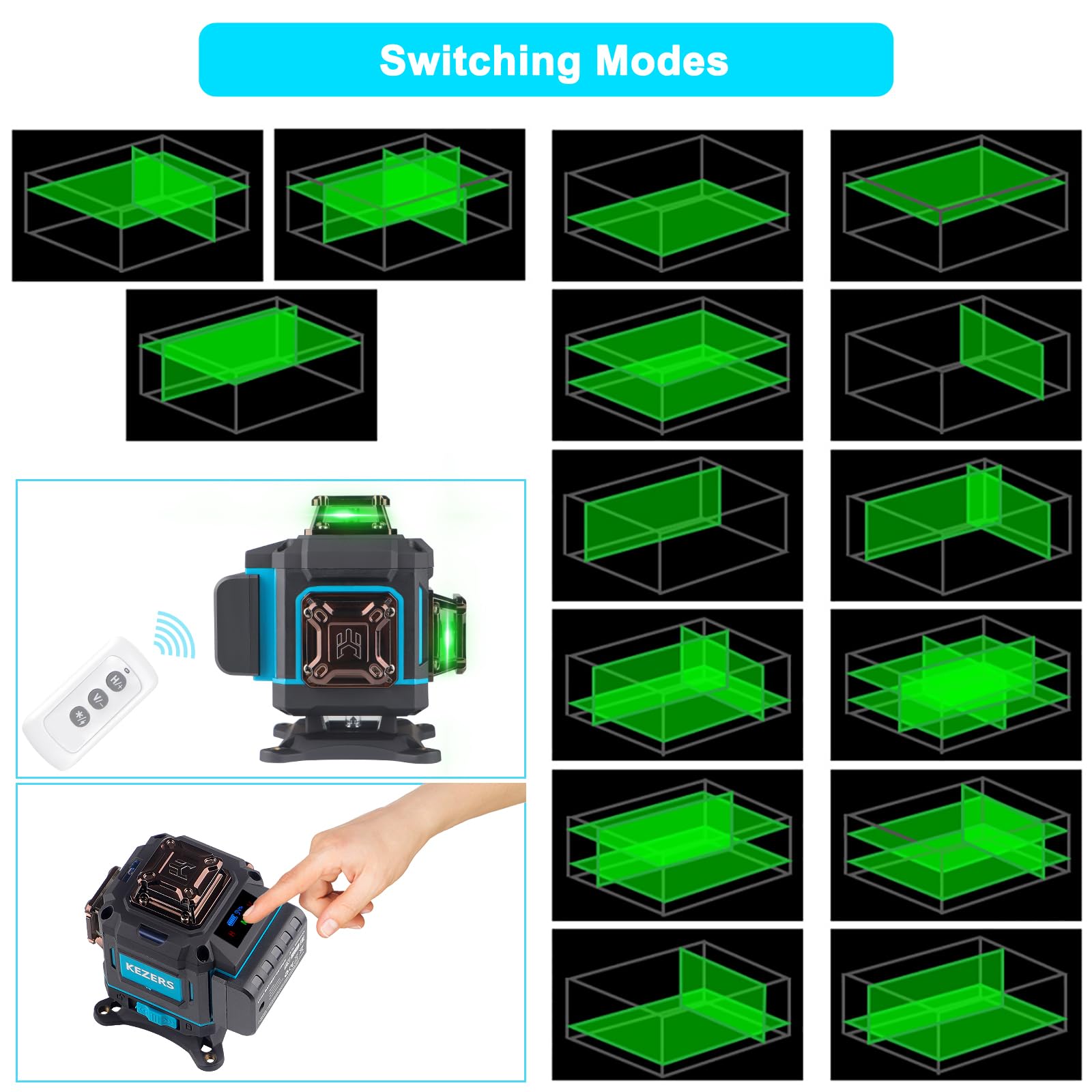 KEZERS Laser Level 360 battery pack supports extended work sessions.