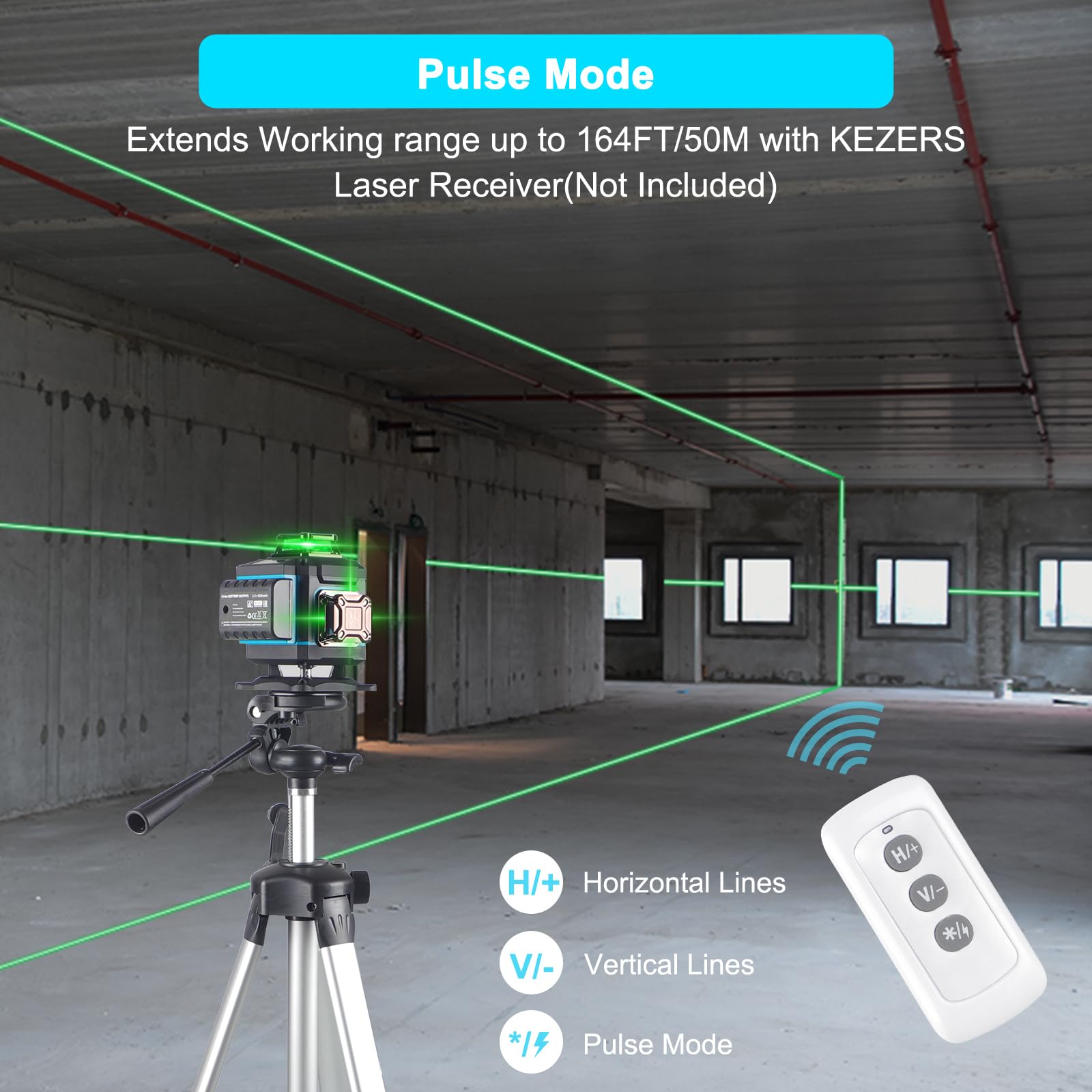 KEZERS Laser Level 360 in use on wall or ceiling for quick alignment.