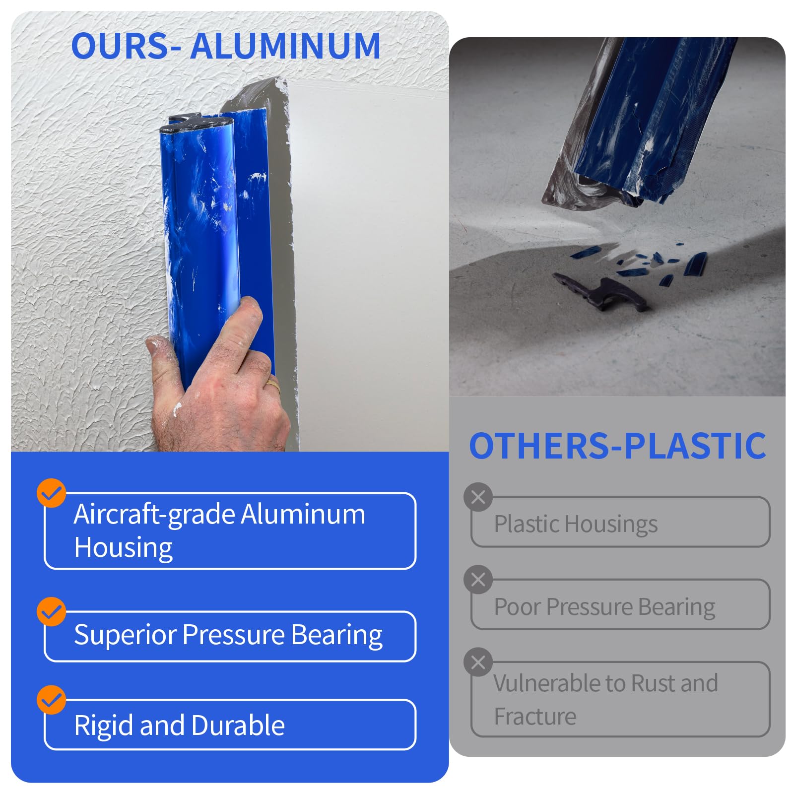 KEZERS stainless-steel blade 0.34mm provides balanced flex for smooth mud application.