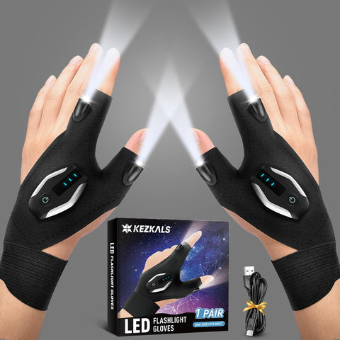 KEZKALS LED gloves on hand illuminate a dark workspace for DIY tasks