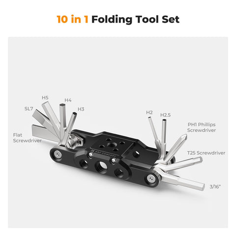K&F CONCEPT 10-in-1 tool with screwdrivers, ideal for on-site gear assembly.