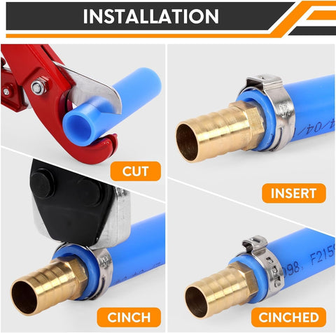 1/2" clamps ready for quick home plumbing projects with KF CPTEC kit