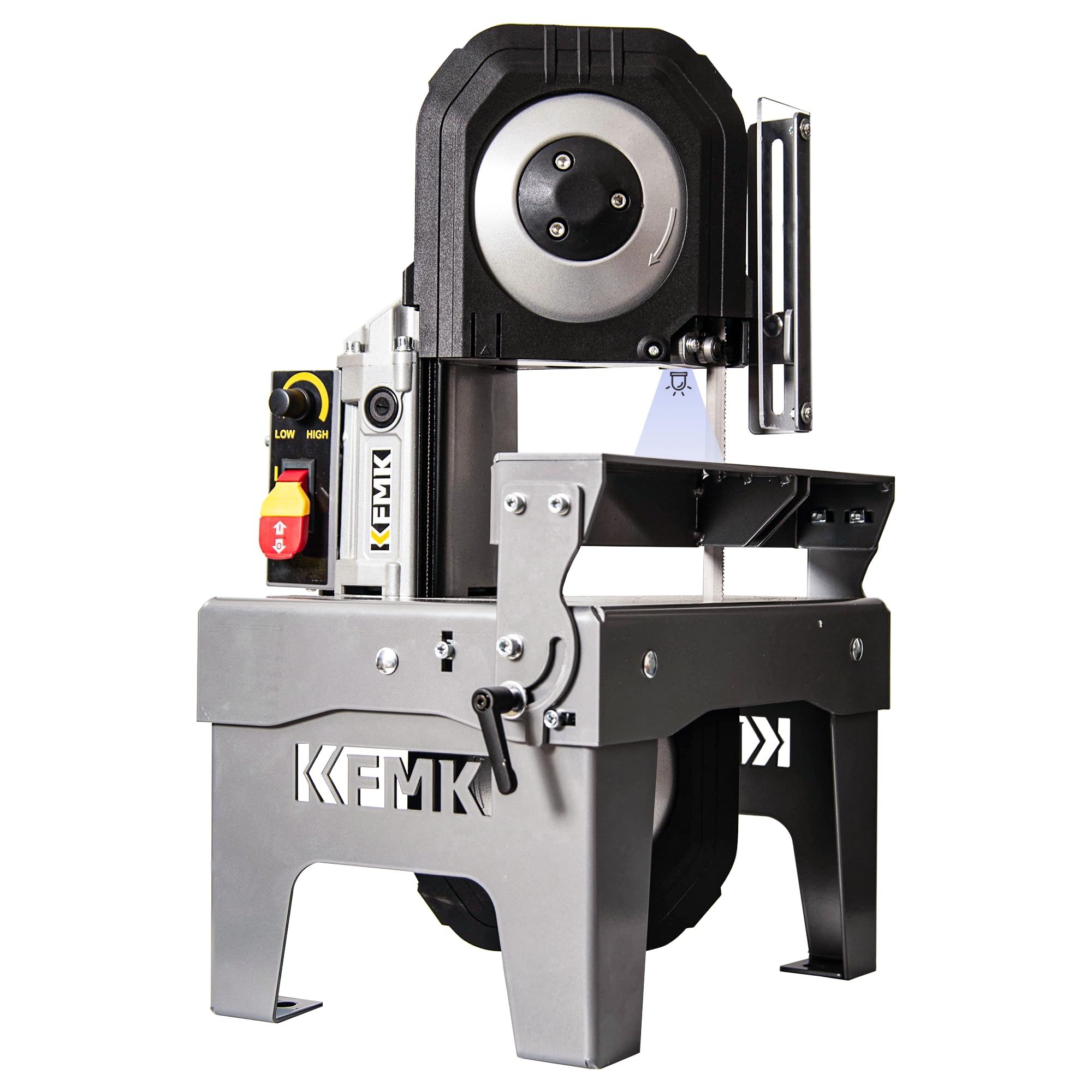 KFMK 10A band saw with large workbench for stable metal cutting.