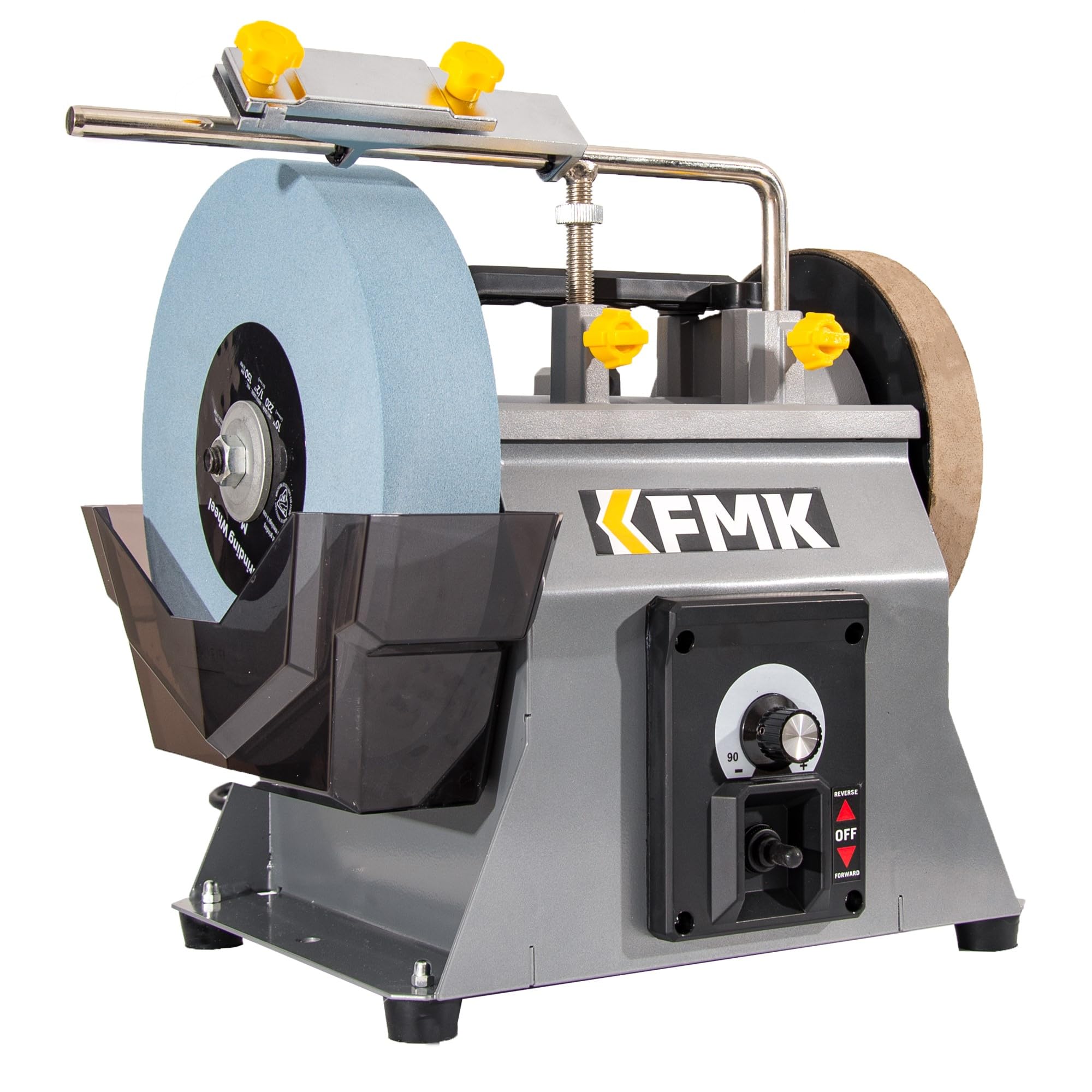 KFMK 10-inch wet sharpening system with water trough for cool, consistent sharpening.