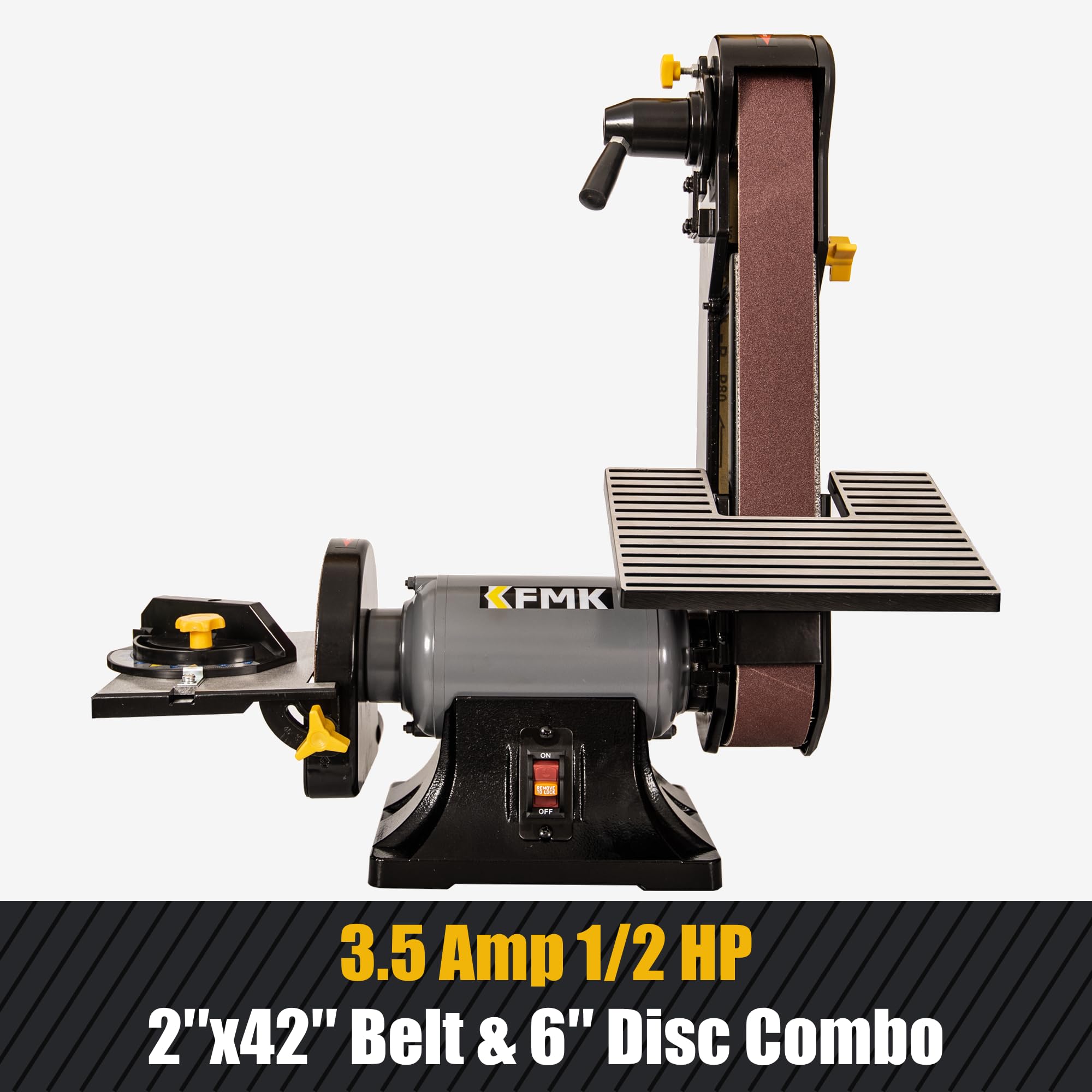 KFMK 6-disc sander with a large table for smooth edge finishing.