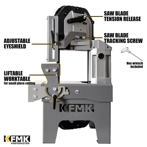 KFMK band saw adjustable speed control for fast or precise cuts.