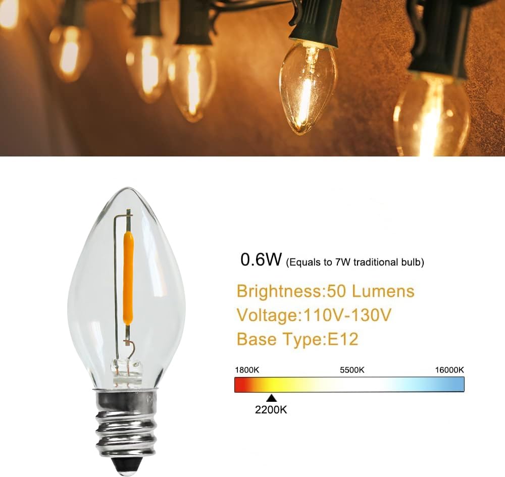 KGC C7 LED bulbs provide about 50 lumens of warm light for cozy ambiance