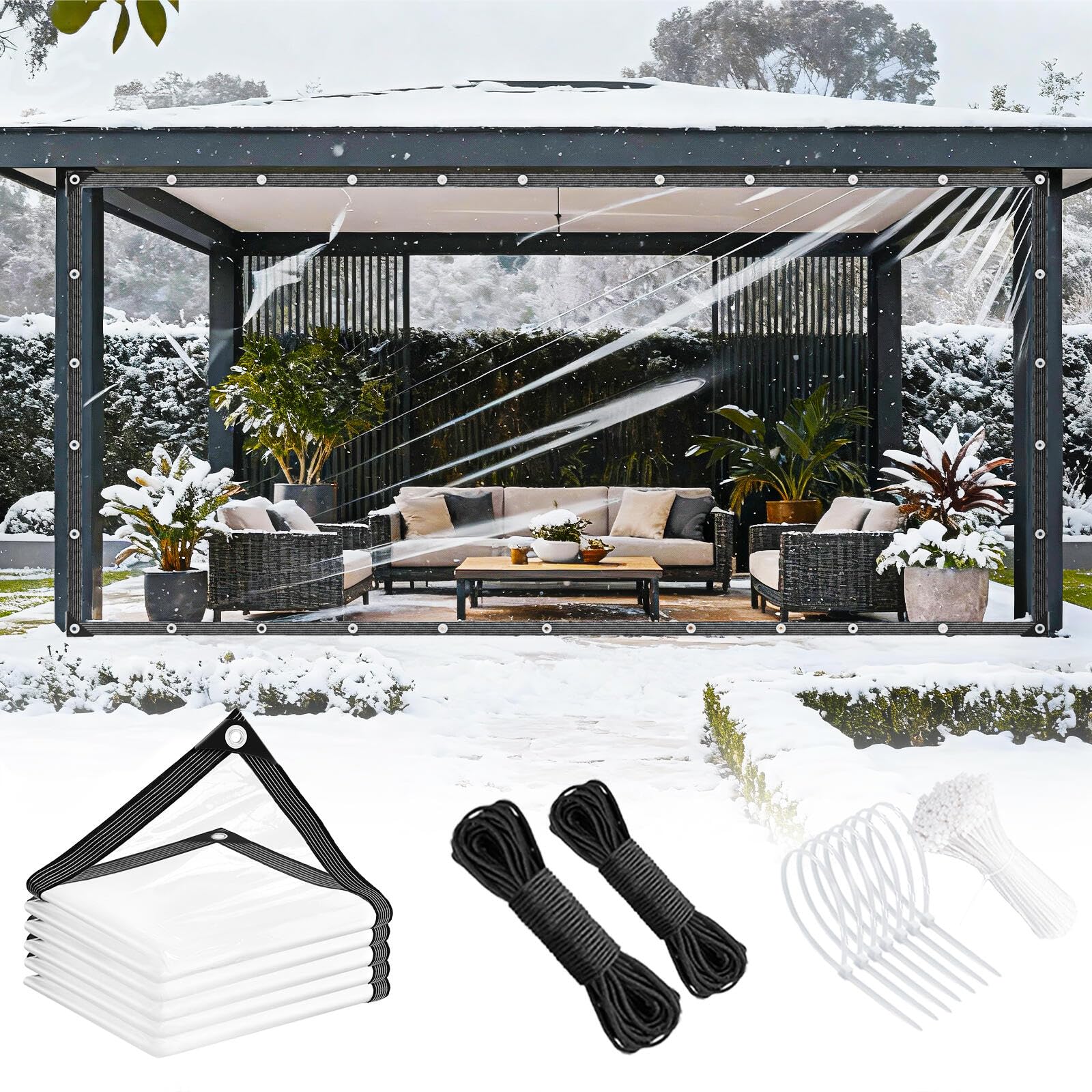 KGOSAUO clear tarp 3x6ft offers waterproof protection with a transparent view.