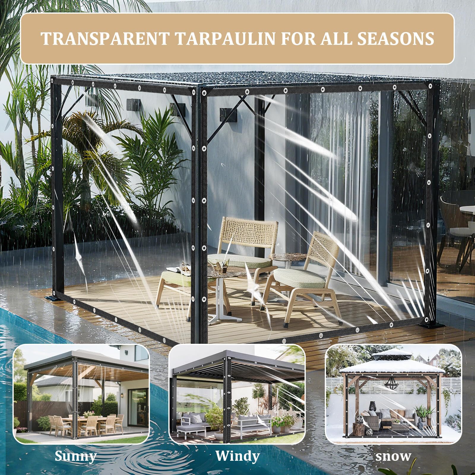 KGOSAUO clear tarp fits greenhouses, patios, and other outdoor projects.