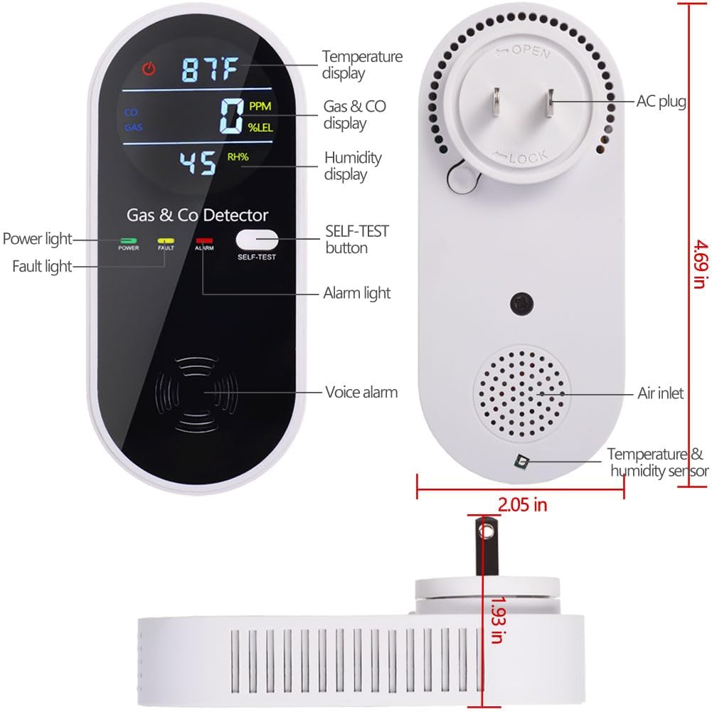 KH Alert 4-in-1 detector sensors provide precise CO, gas, temperature, and humidity monitoring.