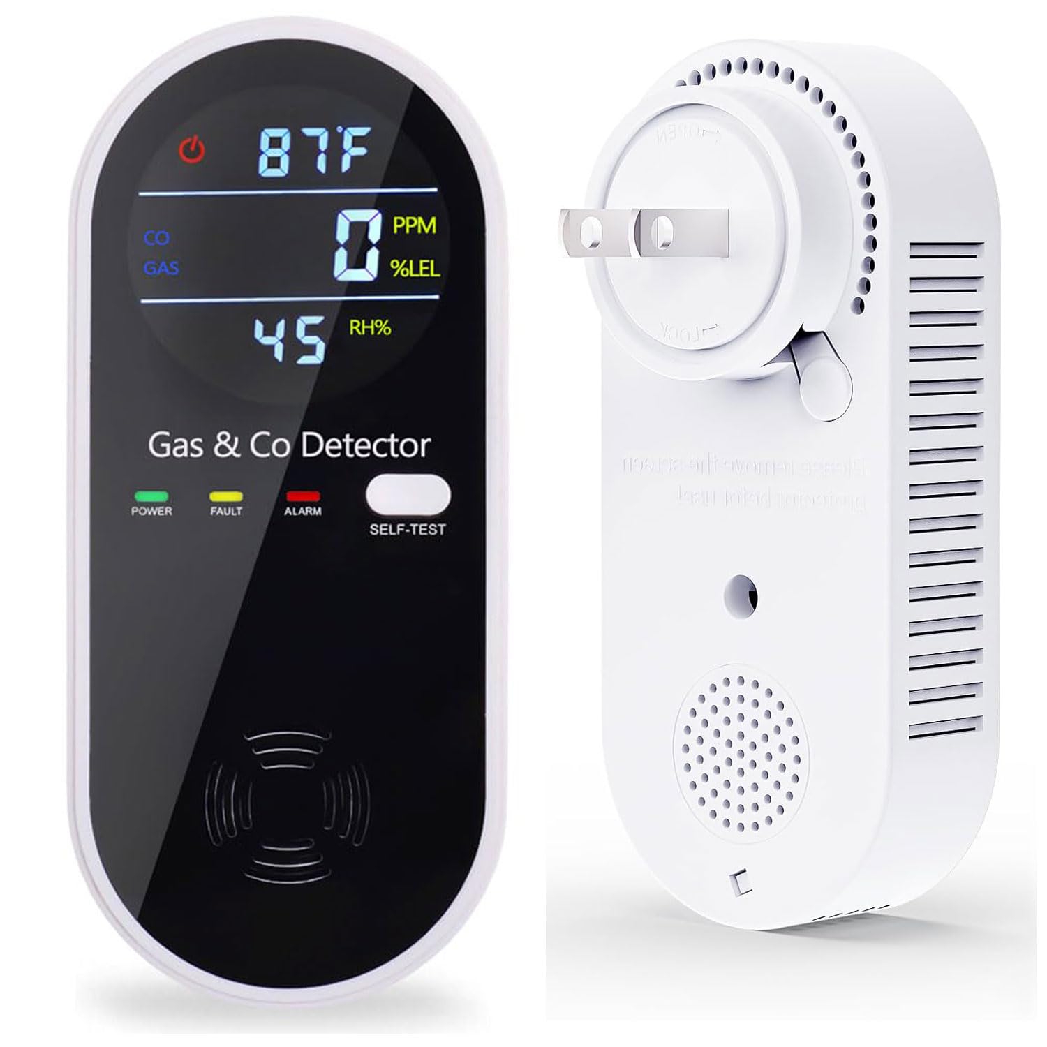 KH Alert plug-in CO detector with color LCD display for quick readings.
