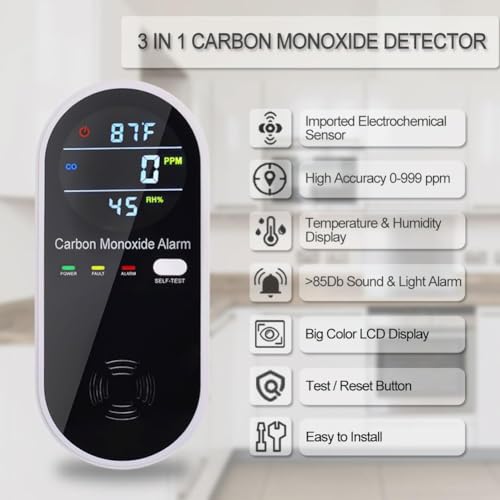 KH Alert plug-in CO detector with LCD display for real-time readings