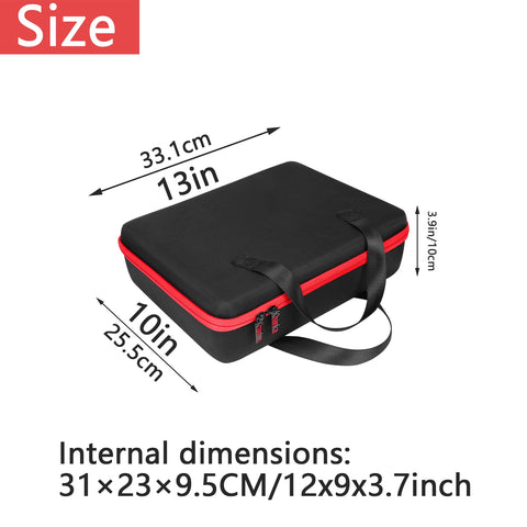 Khanka case interior with removable dividers keeps batteries secure.