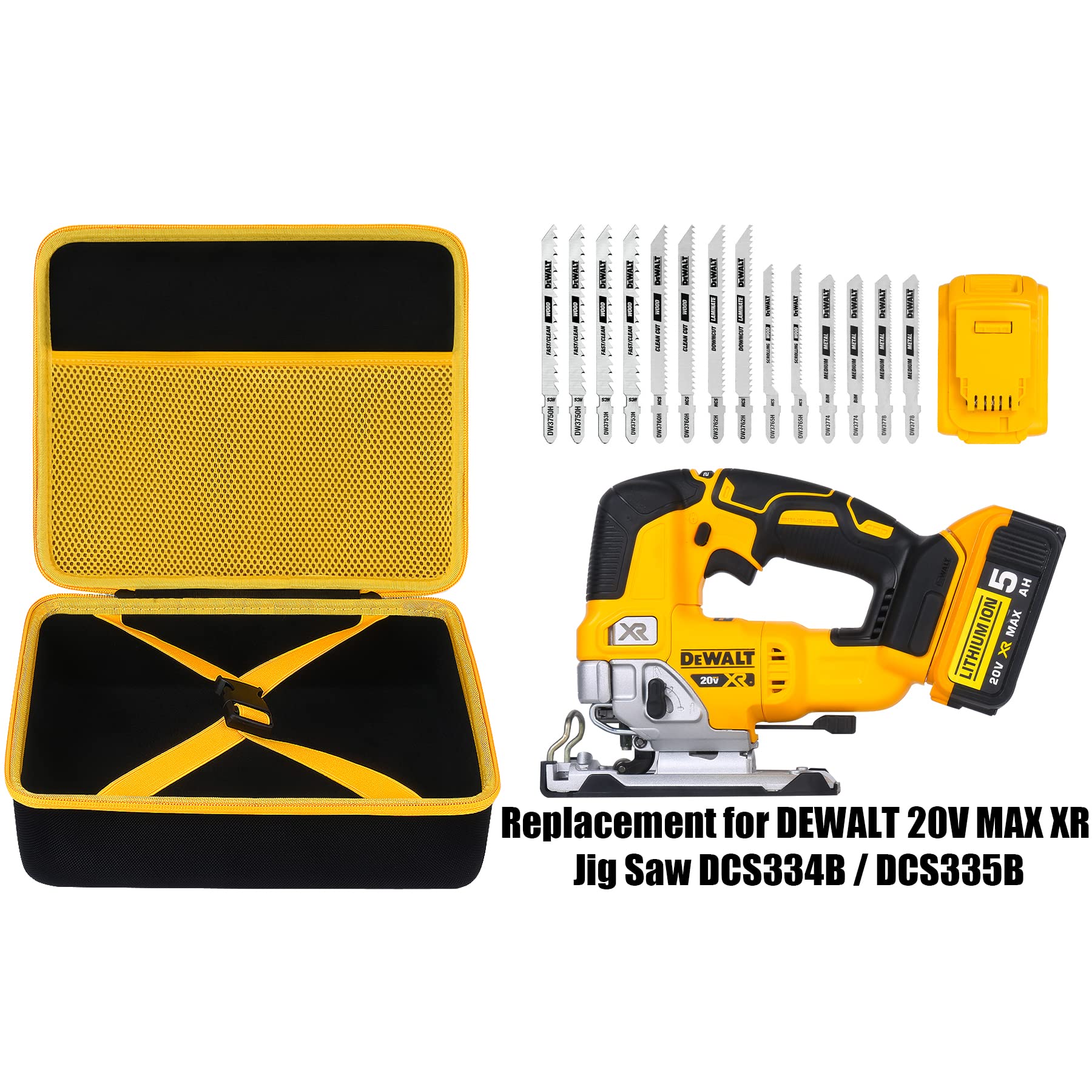 Khanka DeWalt jigsaw case elastic strap holds the tool firmly.