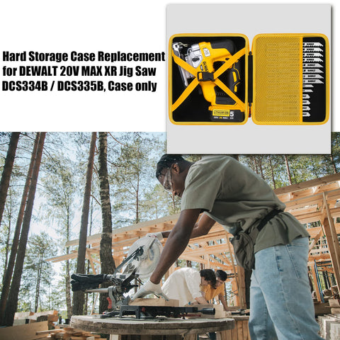 Khanka DeWalt jigsaw case mesh pocket keeps blades and batteries organized.