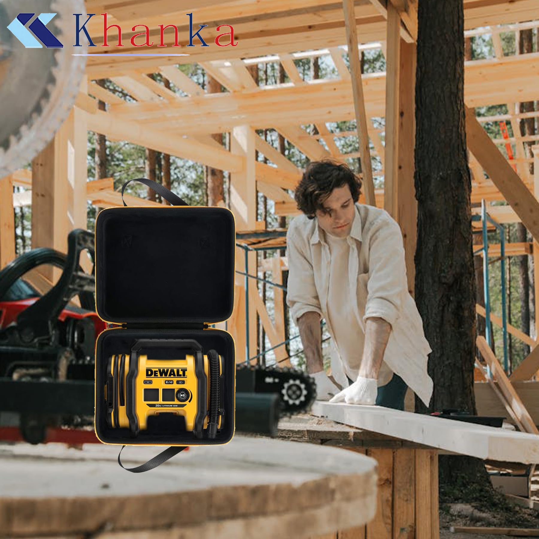 Khanka exterior material offers durable protection for the Dewalt DCC020IB inflator.