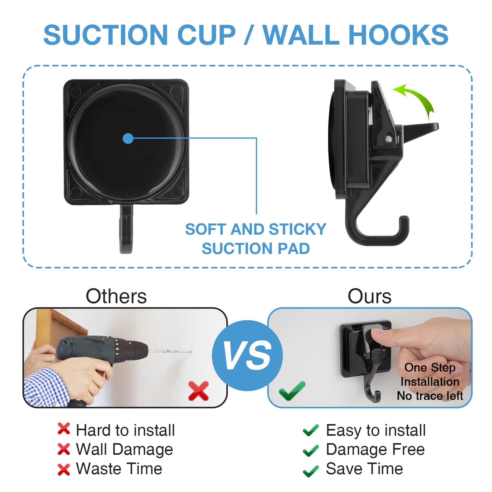 Khdrvok Wreath Cup Hook suction pad demonstrates damage-free installation