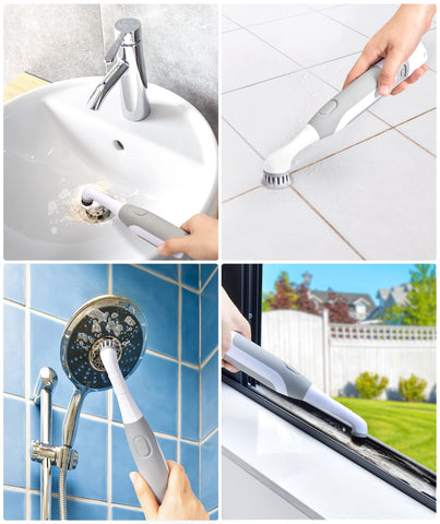 Compact design mirrors an electric toothbrush for precise cleaning.