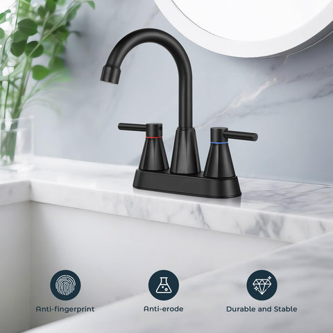 KHQF two-handle faucet with pop-up drain for precise temperature control and easy drainage