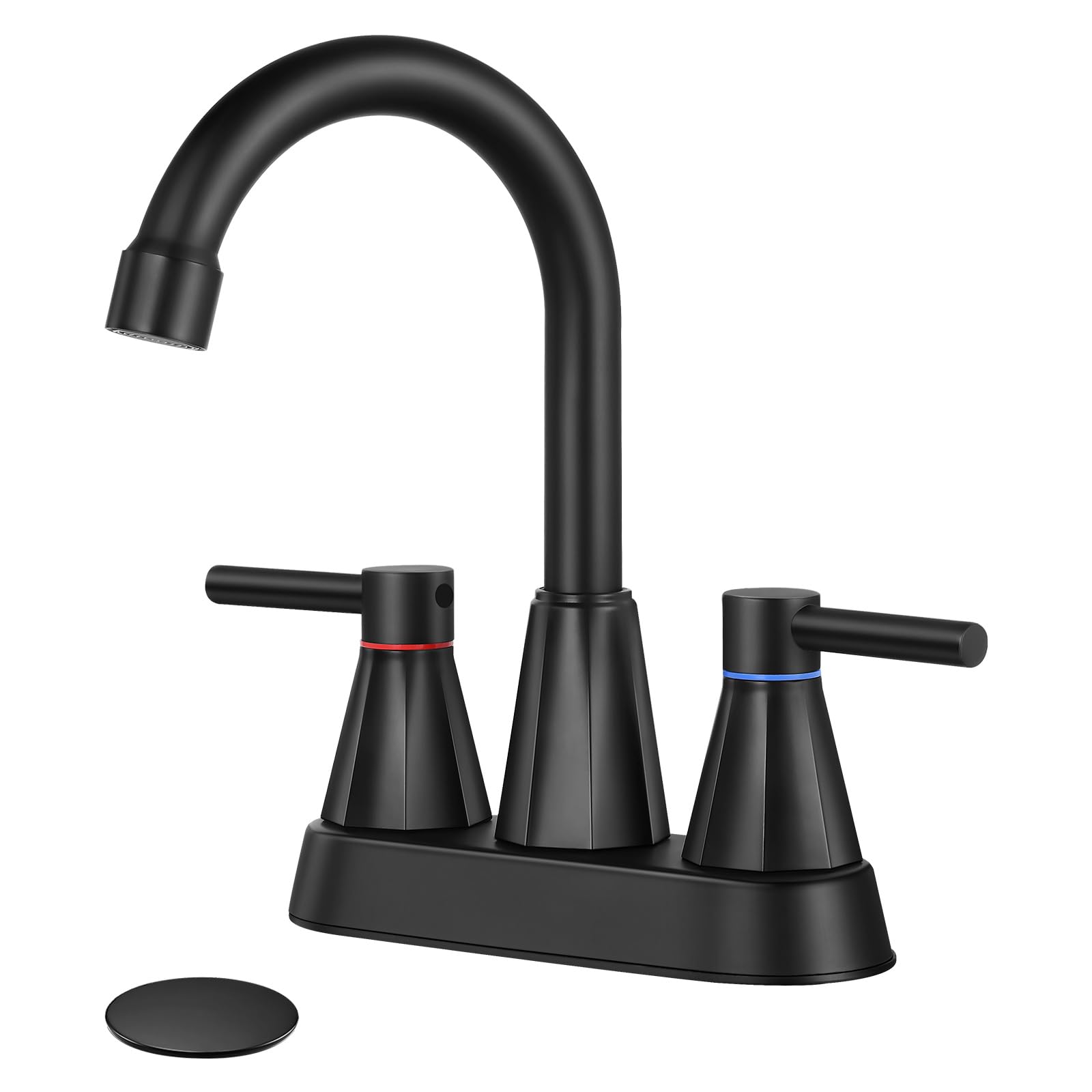 KHQF 4in matte black bathroom faucet adds modern style and reliable performance