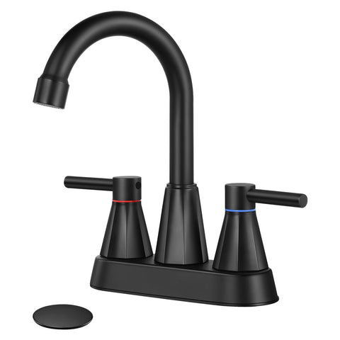KHQF 4in matte black bathroom faucet adds modern style and reliable performance
