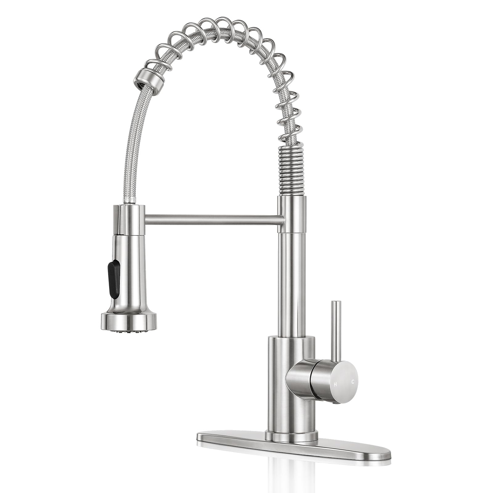 KHQF kitchen faucet with pull-down sprayer enables easy rinsing