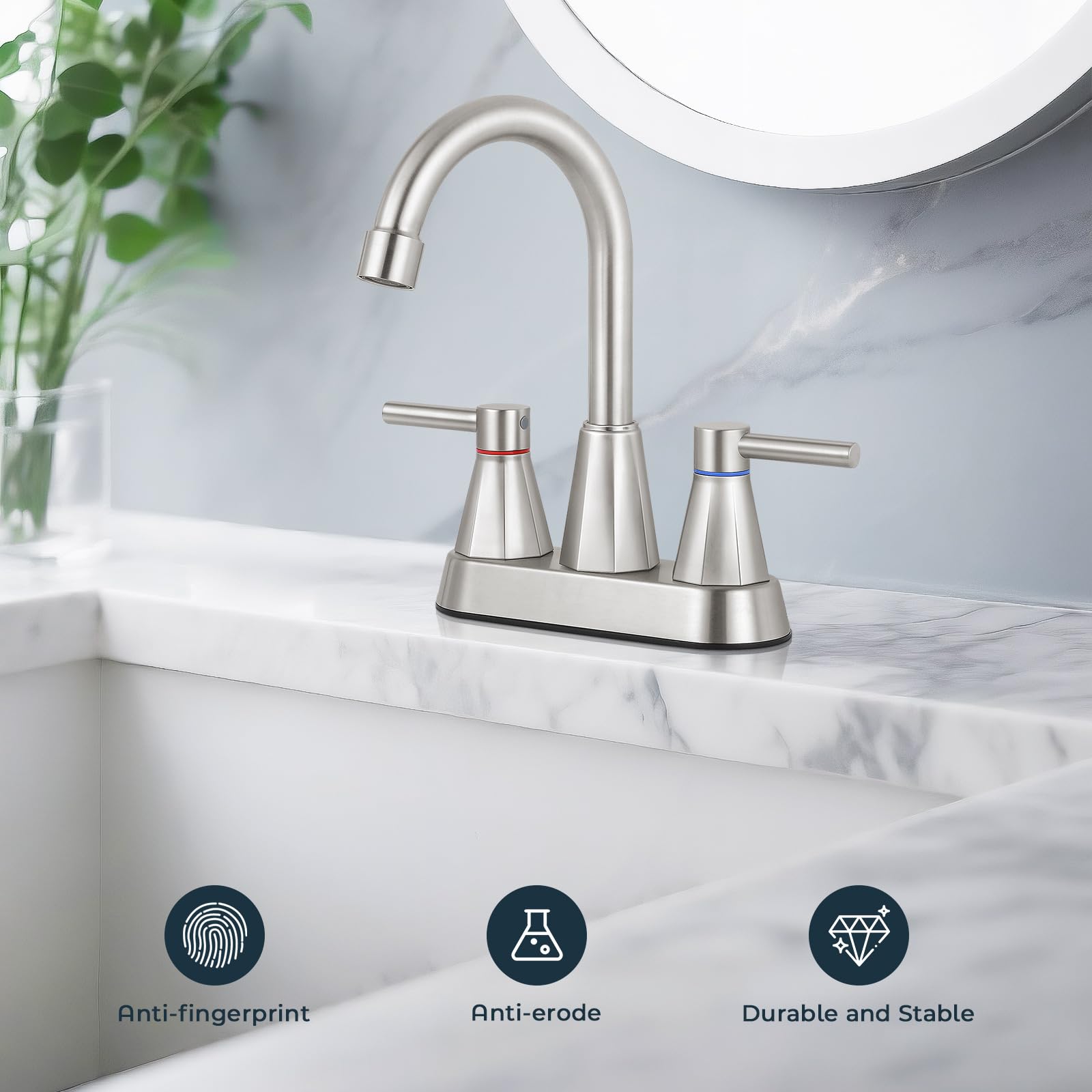 KHQF pop-up drain assembly in brushed nickel for easy, clean installation.
