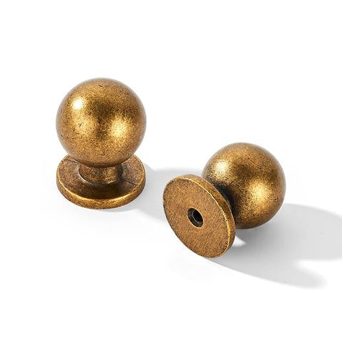 Khtumeware 10-pack round brass knob closeup for durable cabinet hardware