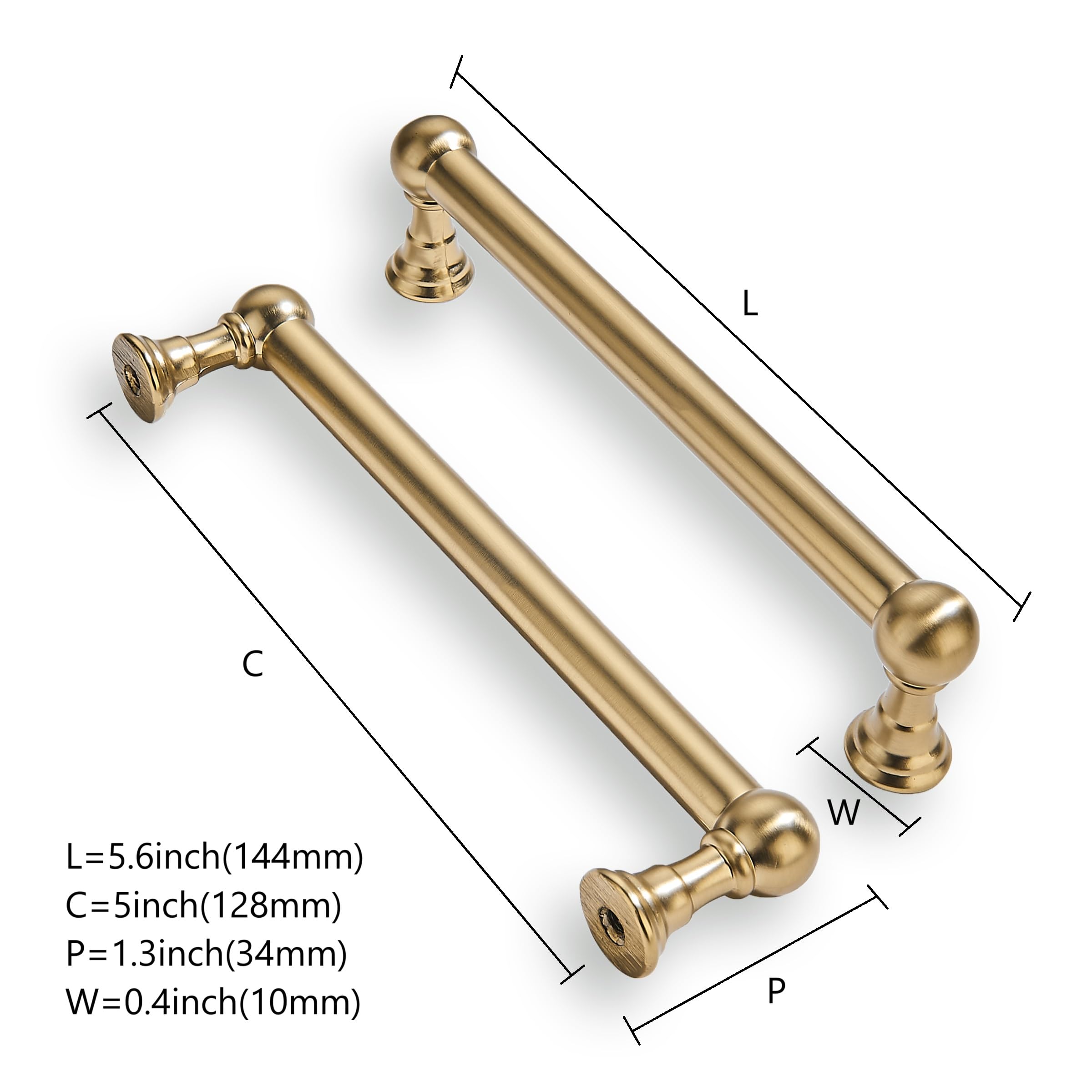 khtumeware brushed brass cabinet pull installed on a kitchen cabinet for an upgrade