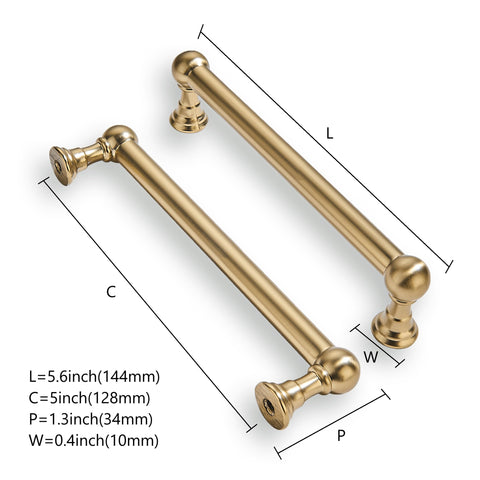 khtumeware brushed brass cabinet pull installed on a kitchen cabinet for an upgrade