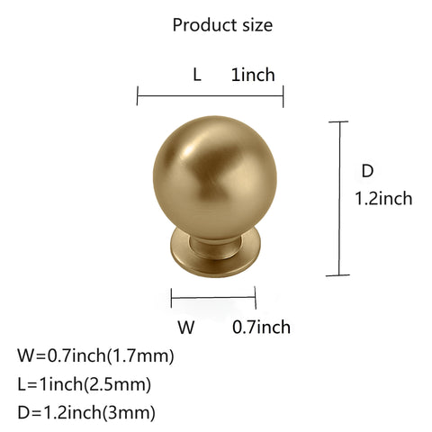 khtumeware brushed brass small ball knob close-up highlighting premium finish