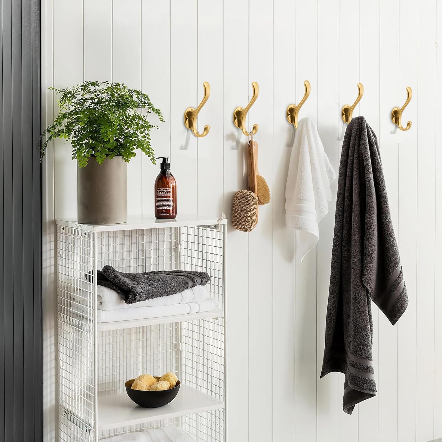 Khtumeware brushed gold hooks for kitchen aprons and utensils storage