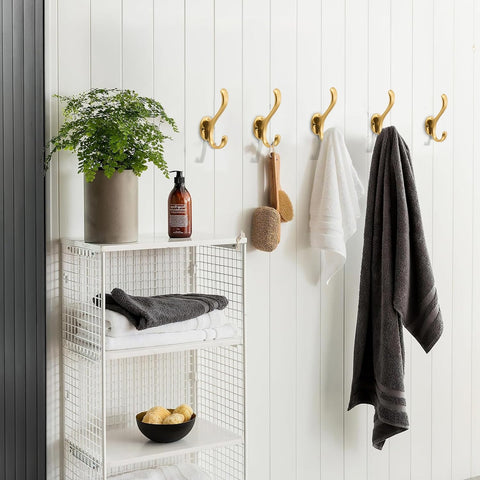Khtumeware brushed gold hooks for kitchen aprons and utensils storage