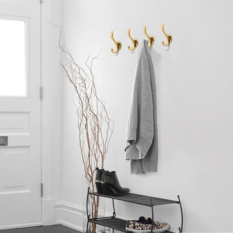 Khtumeware brushed gold coat hooks organize bags and coats in closet or hallway