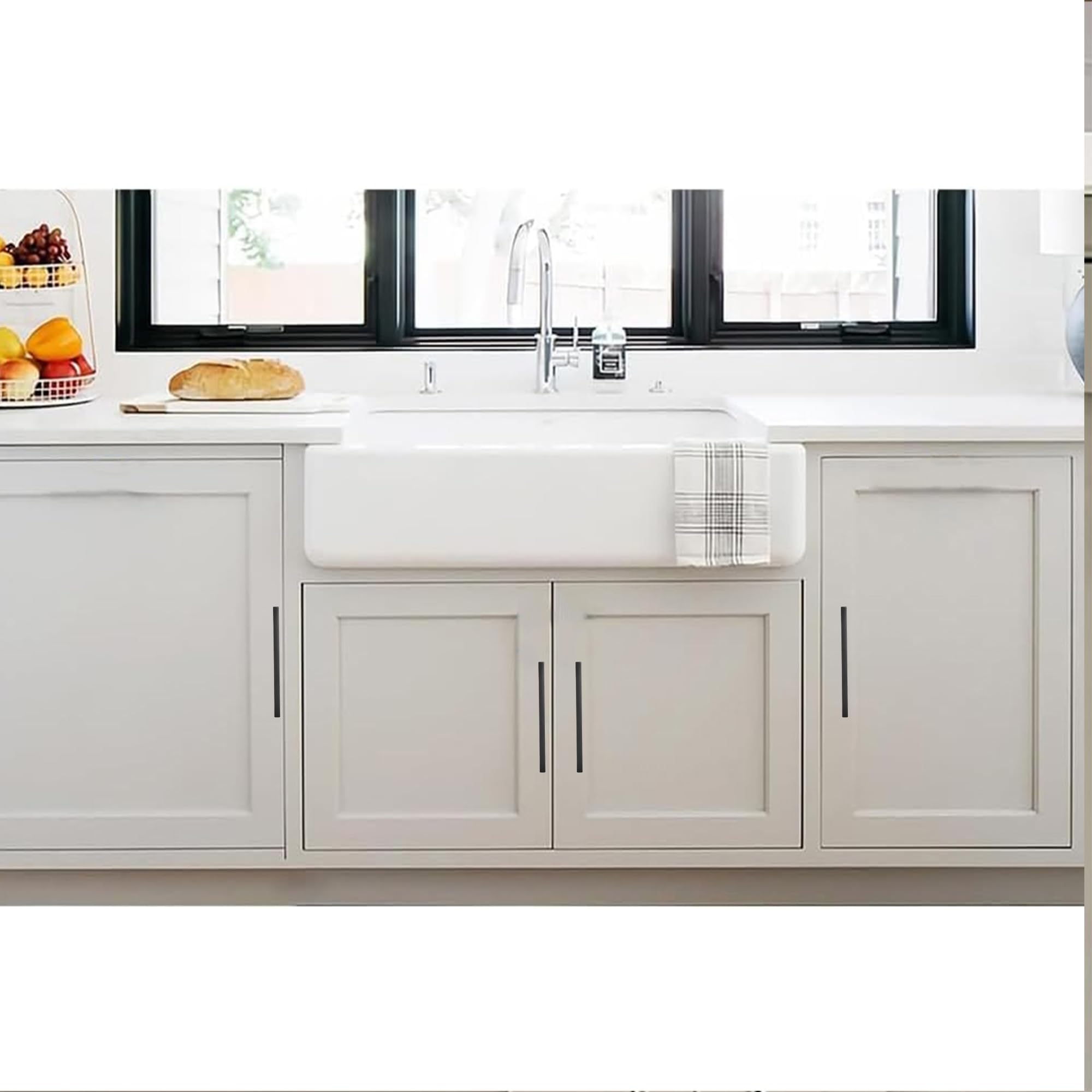 Khtumeware cabinet-pull matte black installation hardware enclosed for easy setup.